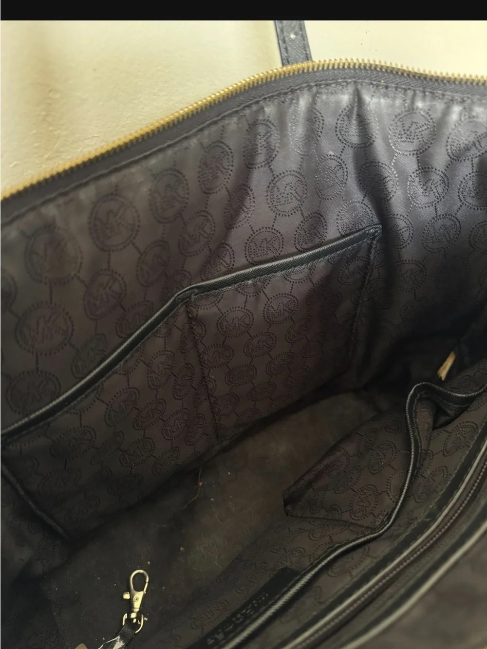 Michael Kors Black Saffiano Leather Tote with Gold Accents